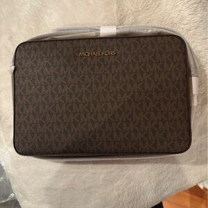Michael Kors Jet Set East West Crossbody Bag Brown/Gold Large NWT